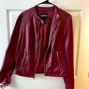 Express Burgandy Faux Leather Jacket!